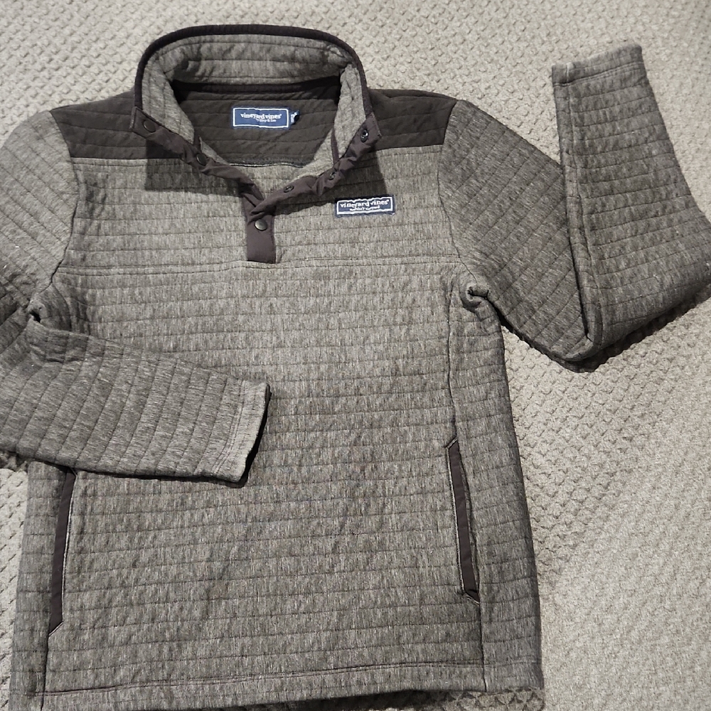 Vineyard Vines Kids Gray Quilted Sweatshirt